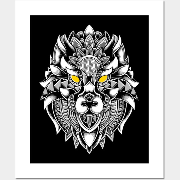 Ornate Wolf Wall Art by GODZILLARGE